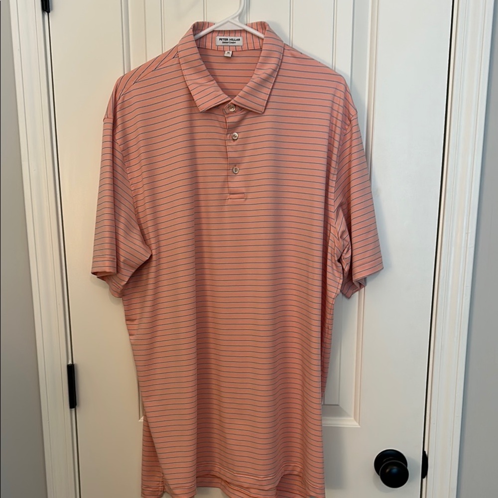 Peter Millar Summer Comfort performance polo with Stripes - LIKE NEW